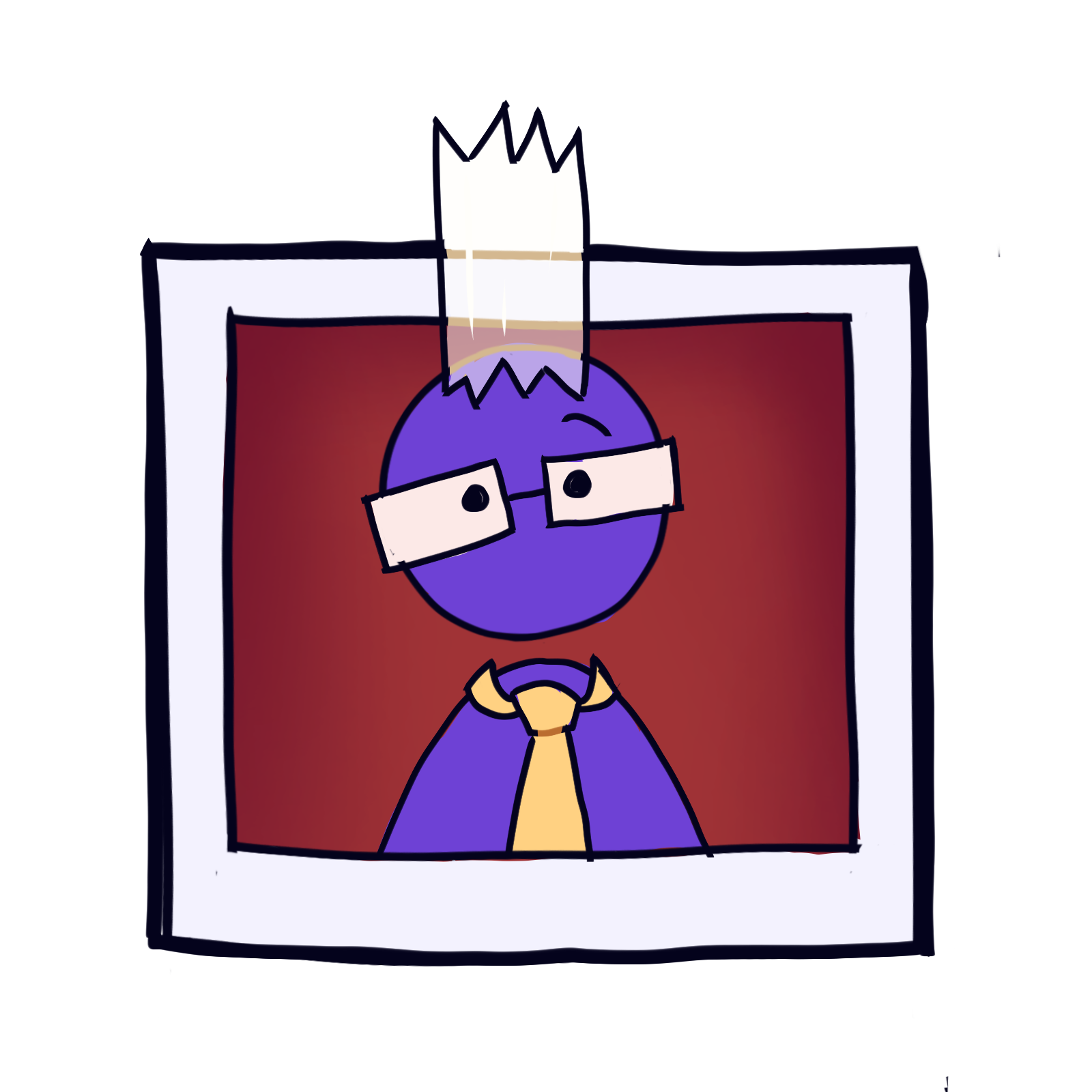 a picture of a person with crooked glasses